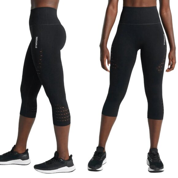 Gymshark Pants - Gymshark Energy Plus Seamless Laser Cut Leggings Crop Black M
